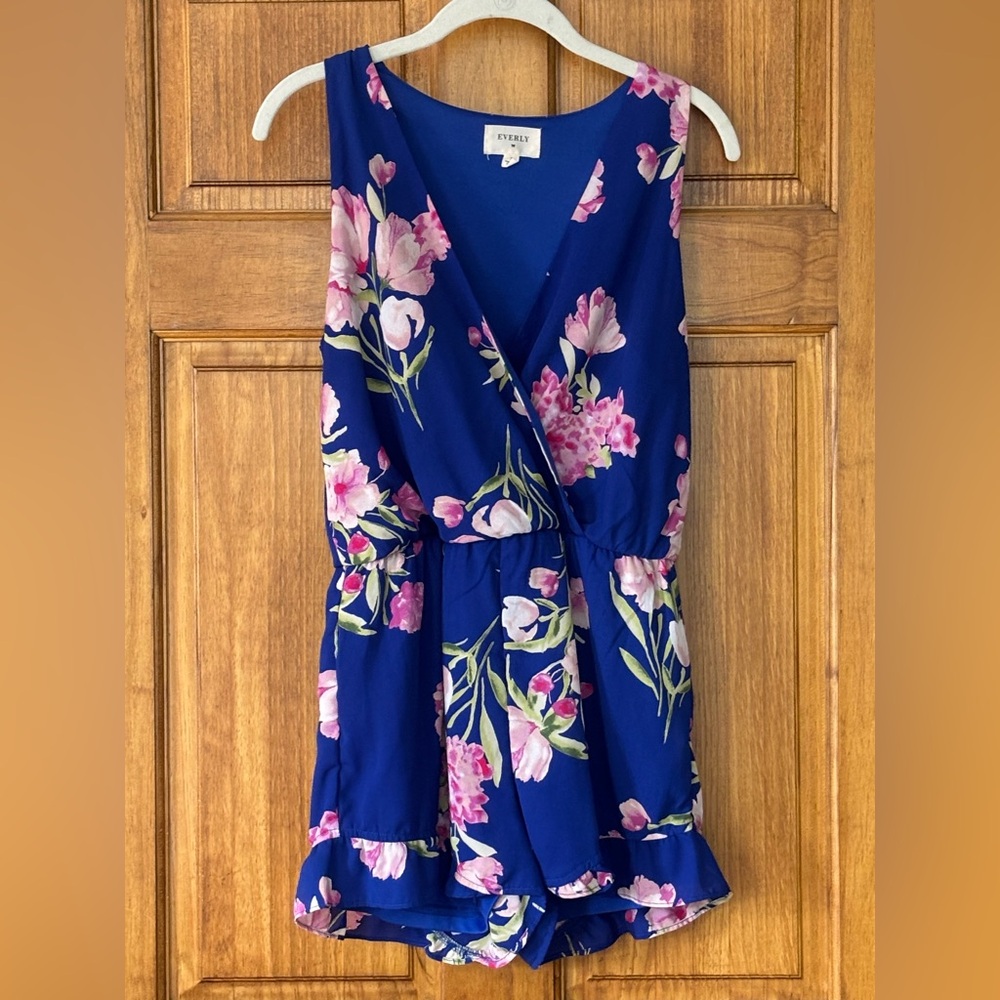 Everly Royal Blue Floral Romper